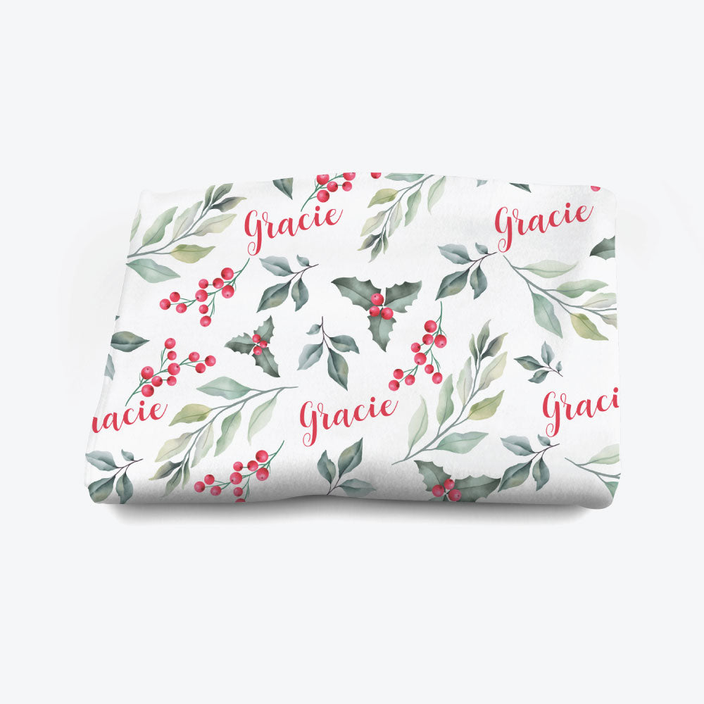 Christmas Mistletoe Personalised Blanket