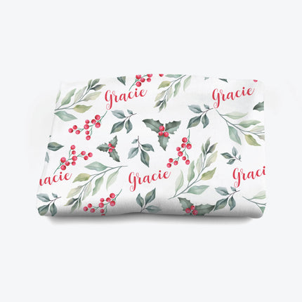Christmas Mistletoe Personalised Blanket