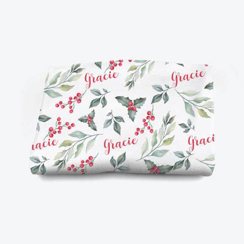Christmas Mistletoe Personalised Blanket