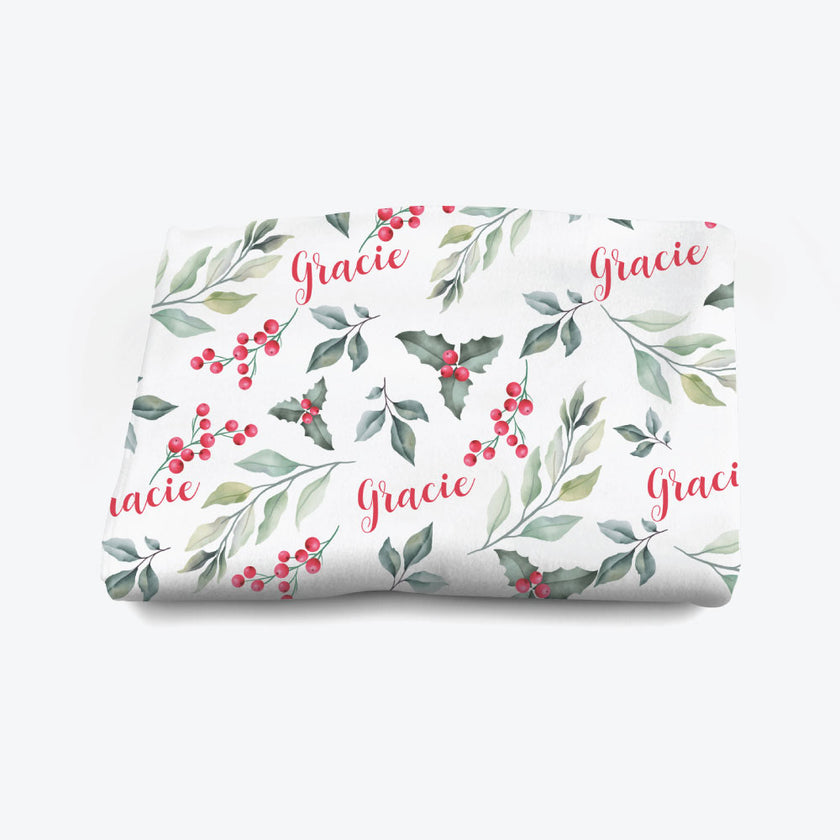 Christmas Mistletoe Personalised Blanket