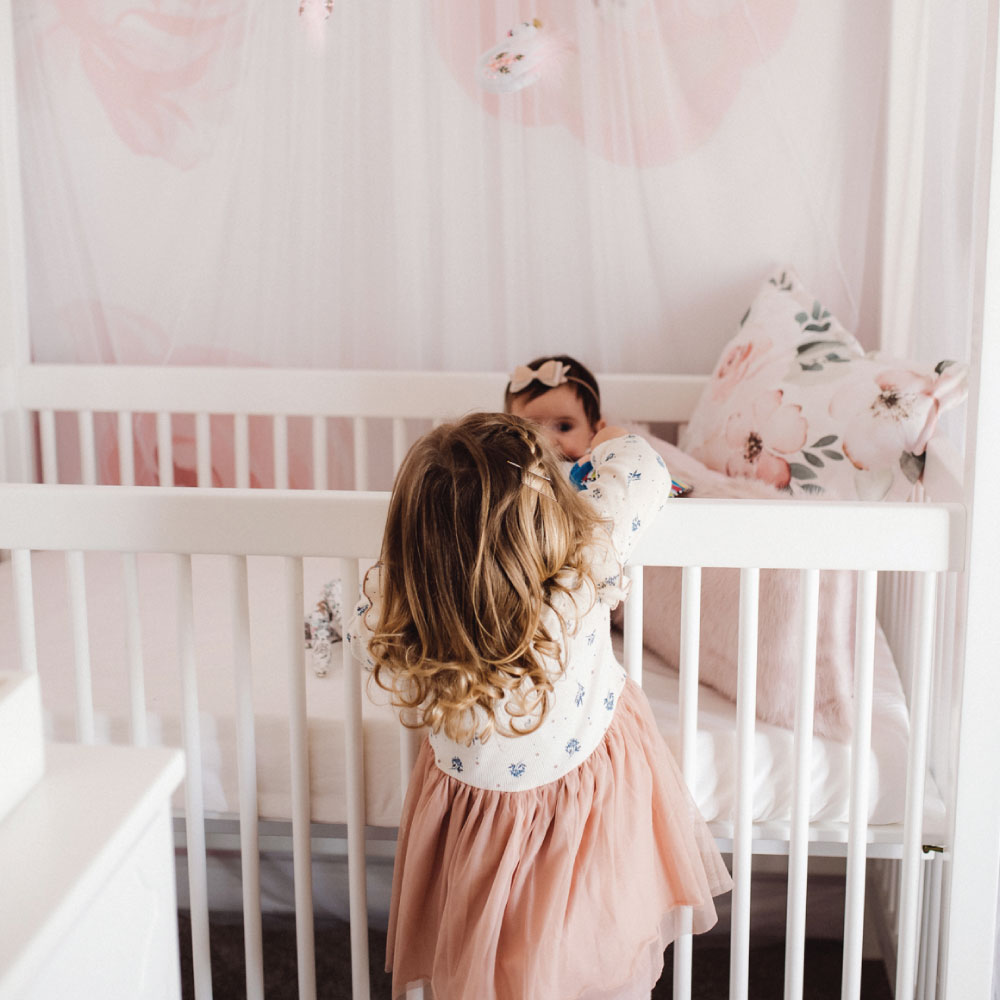 Pink canopy for outlet cot